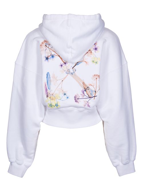 Bling Leaves Arrow hooded sweatshirt Off white | OWBB056S24FLE0010184